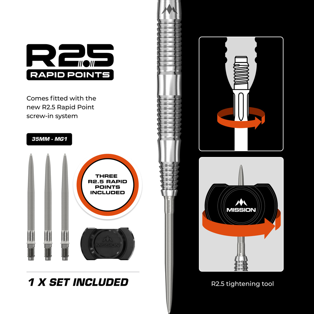 Mission BLUPRNT R2.5 Darts - Steel Tip - 90% Tungsten - DSGND
