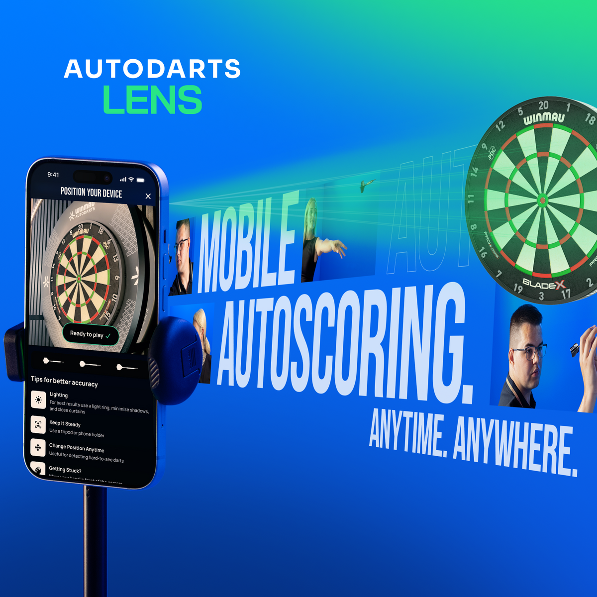 Winmau Autodarts Tripod Bundle - Travel Stand & 12 Month Lens Subscription