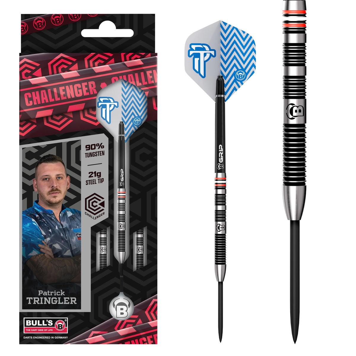 BULL'S Patrick Tringler Darts - Steel Tip - 90% Tungsten