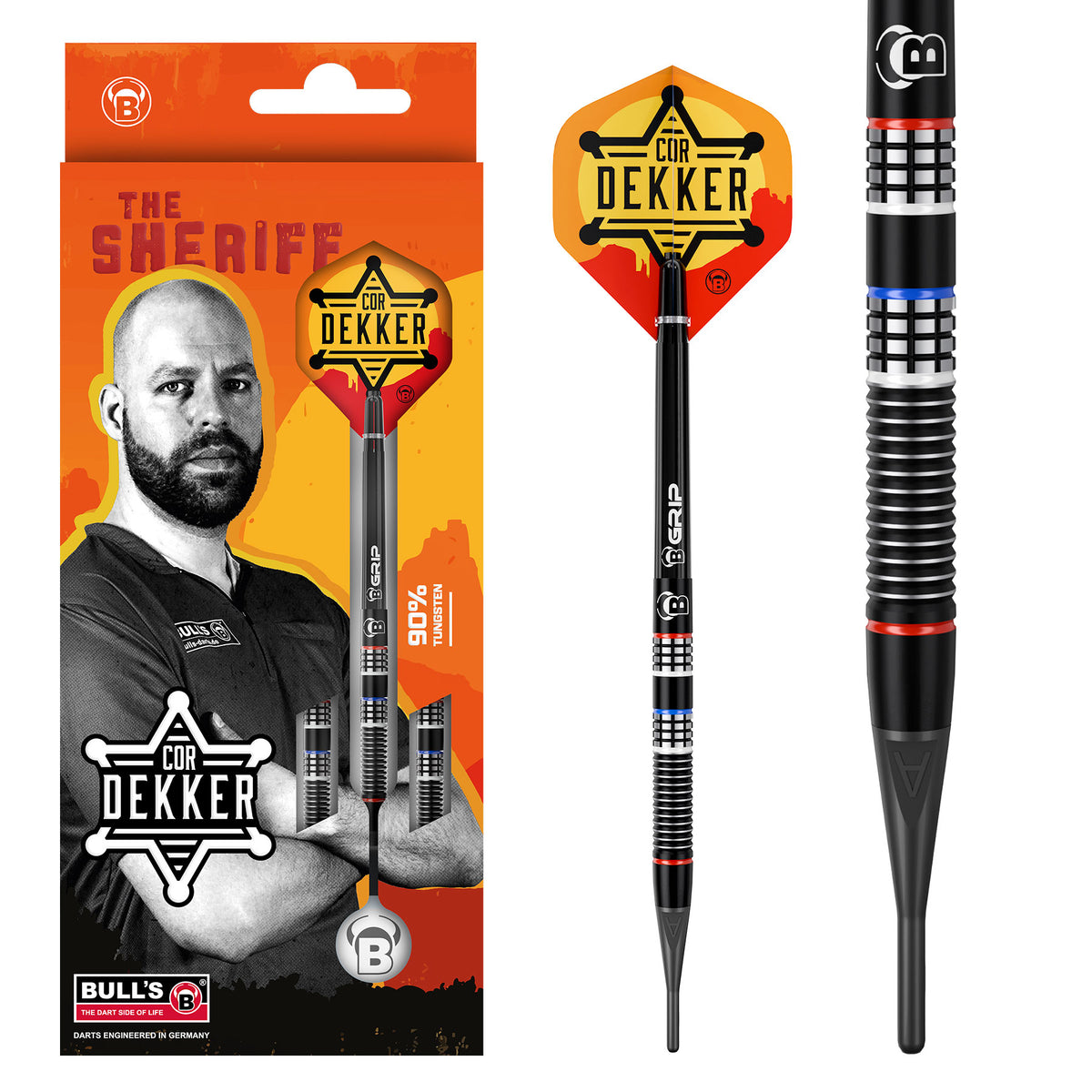 BULL'S Cor Dekker Darts - Soft Tip - 90% Tungsten
