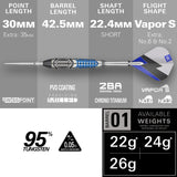 Target Phil Taylor Darts - Steel Tip - 95% Tungsten - Power Chrono