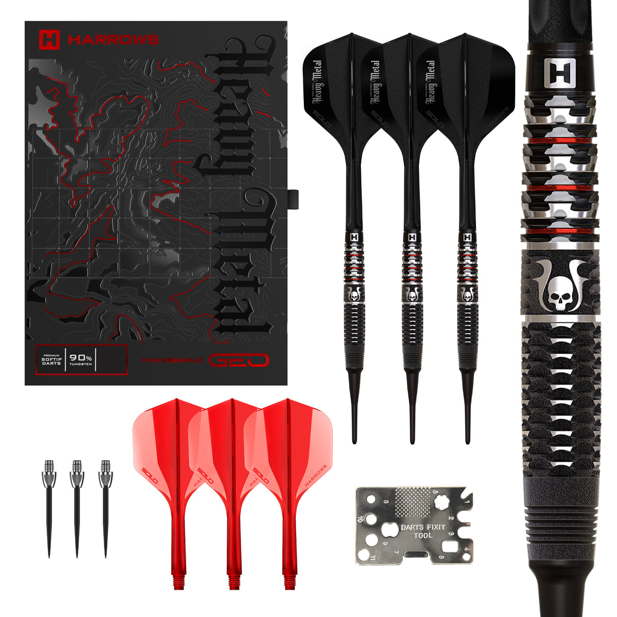 Harrows Ryan Searle Darts - Soft Tip - 90% Tungsten - Geo