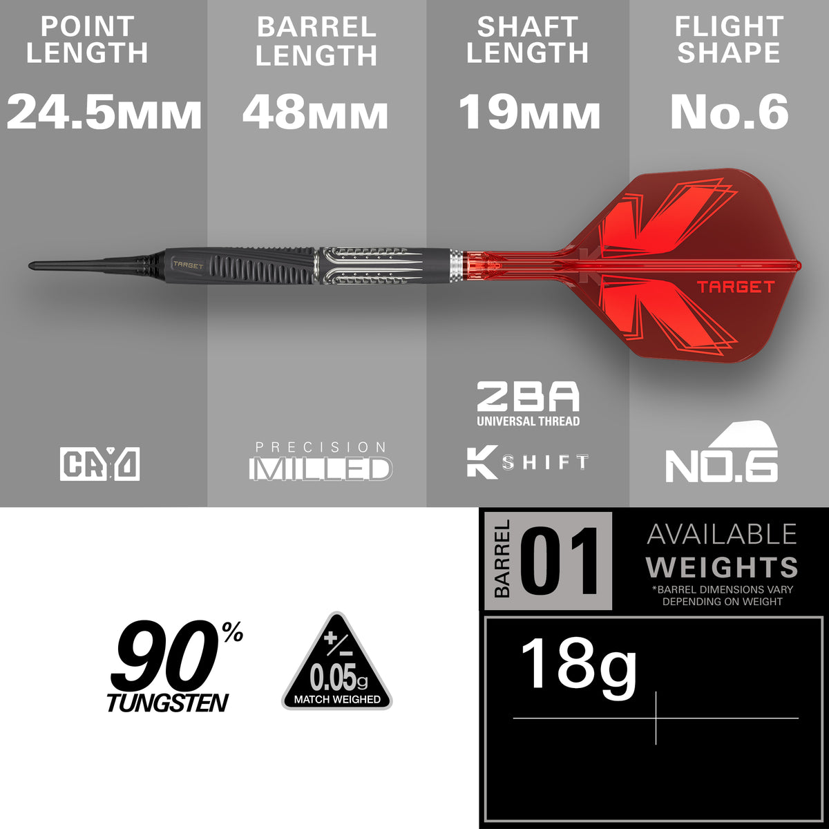 Target Shift Darts - Soft Tip - 90% Tungsten