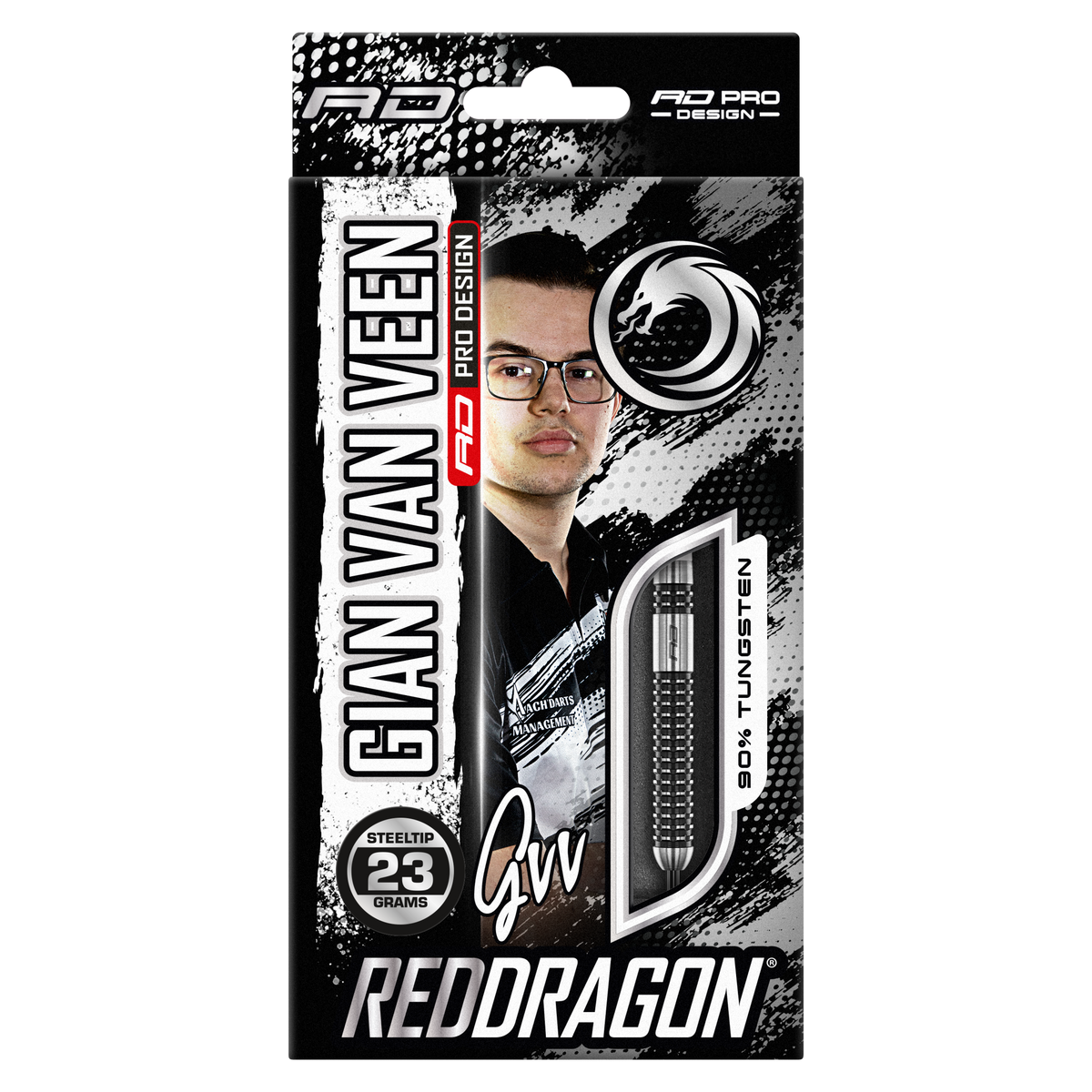Red Dragon Gian van Veen Darts - Steel Tip - 90% Tungsten - Axis SE