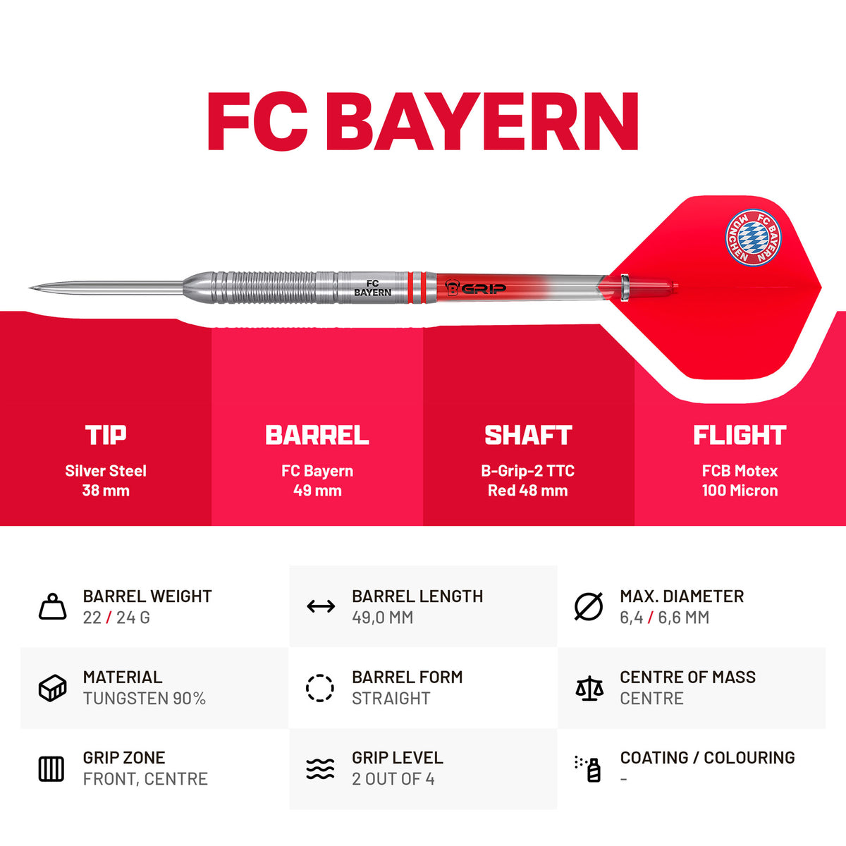 BULLS FC Bayern Darts - Steel Tip - 90% Tungsten