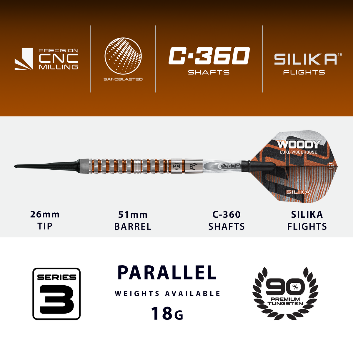 *Harrows Luke Woodhouse Darts - Soft Tip - 90% Tungsten - Series 3