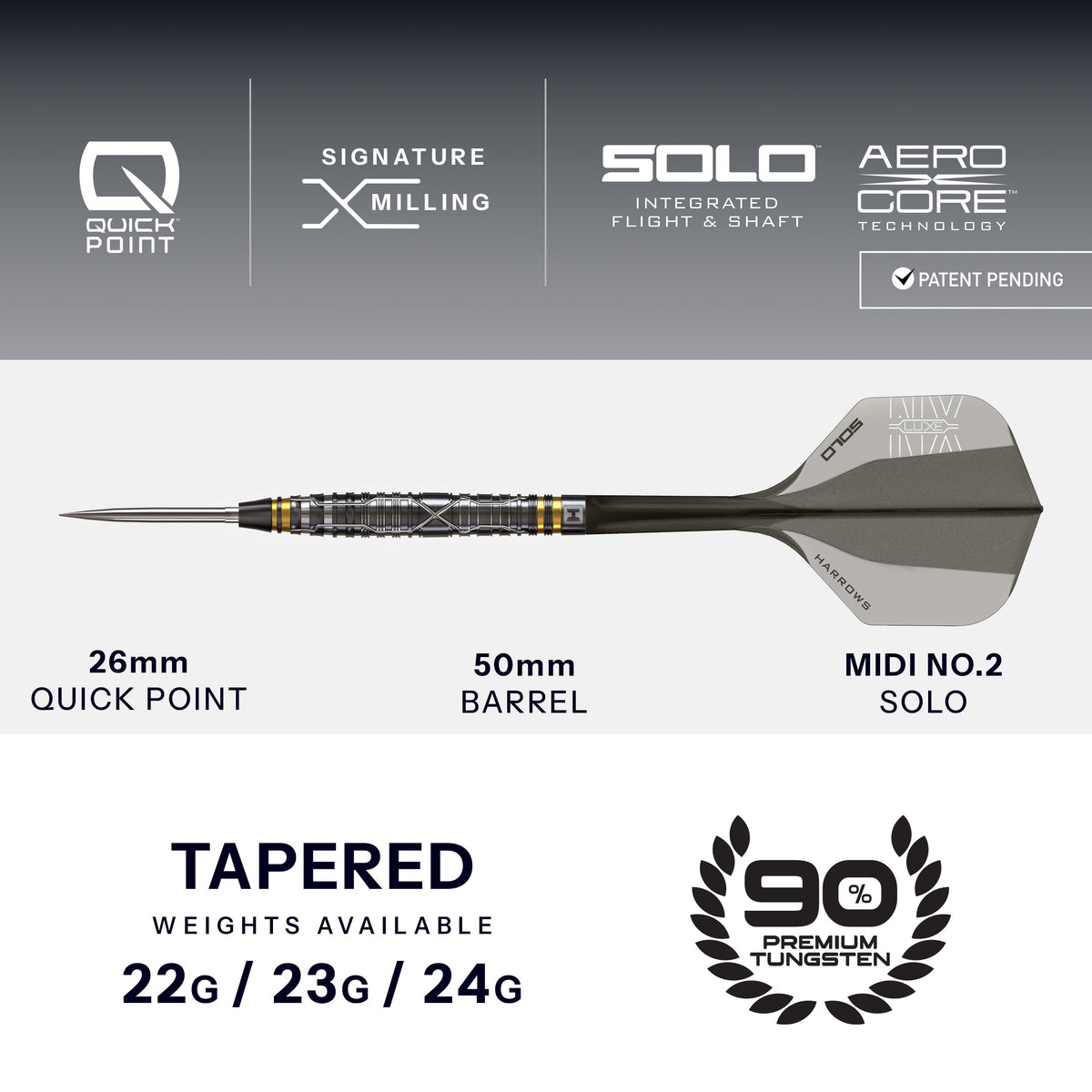 Harrows NX Luxe Darts - Steel Tip - 90% Tungsten - Tapered