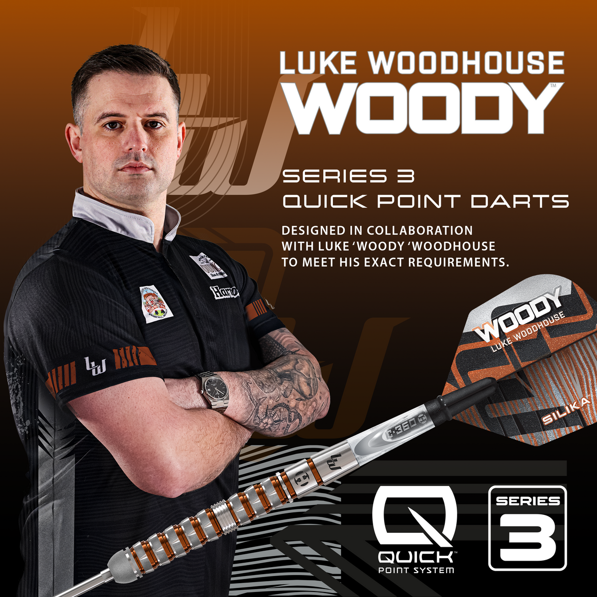 Harrows Luke Woodhouse Darts - Steel Tip - 90% Tungsten - Series 3