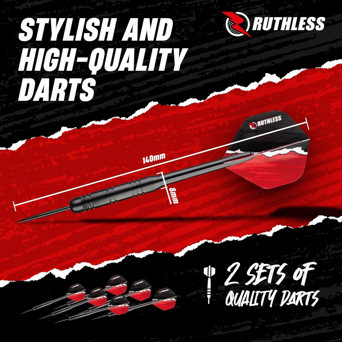 Ruthless Hotshot Home Darts Centre - HDC - inc. Dartboard, Surround and 2 sets of darts