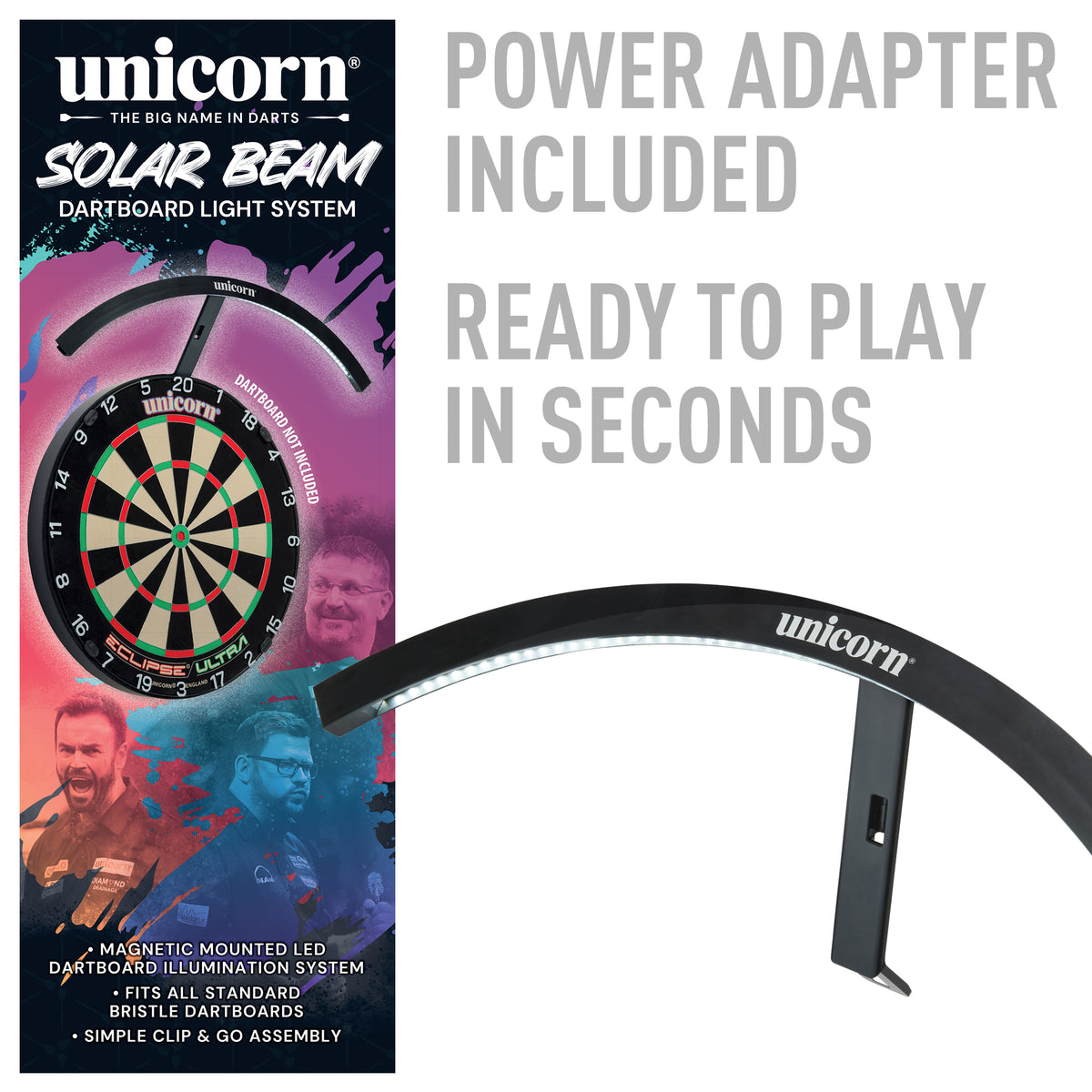 Unicorn Solar Beam Dartboard Lighting - Ultra Bright LED - 90° System