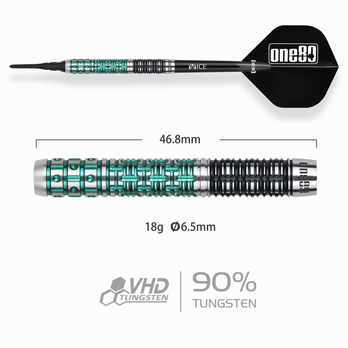 One80 Ludo Le Mat Darts - Soft Tip - 90% Tungsten - 18g