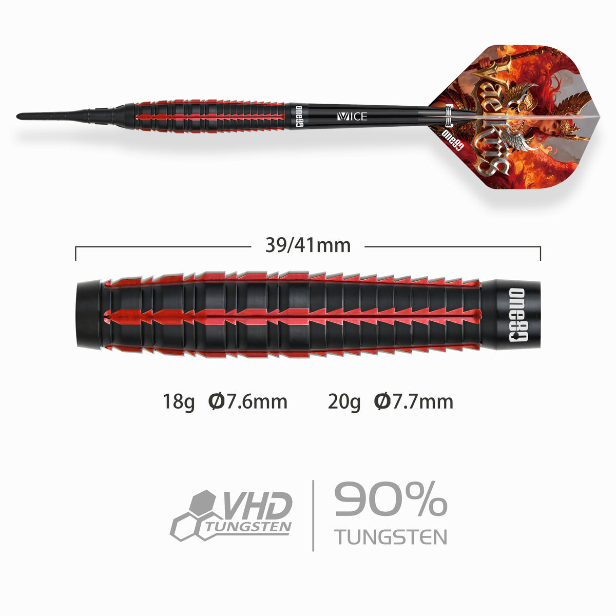 One80 Vaelkris Darts - Soft Tip - 90% Tungsten - V05
