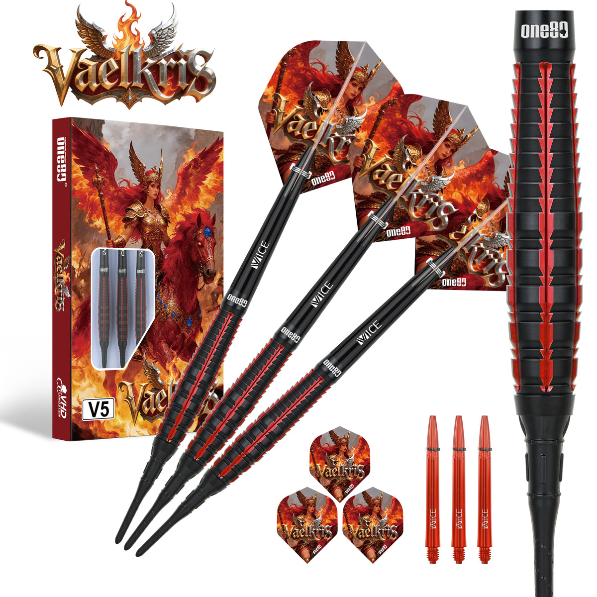 One80 Vaelkris Darts - Soft Tip - 90% Tungsten - V05
