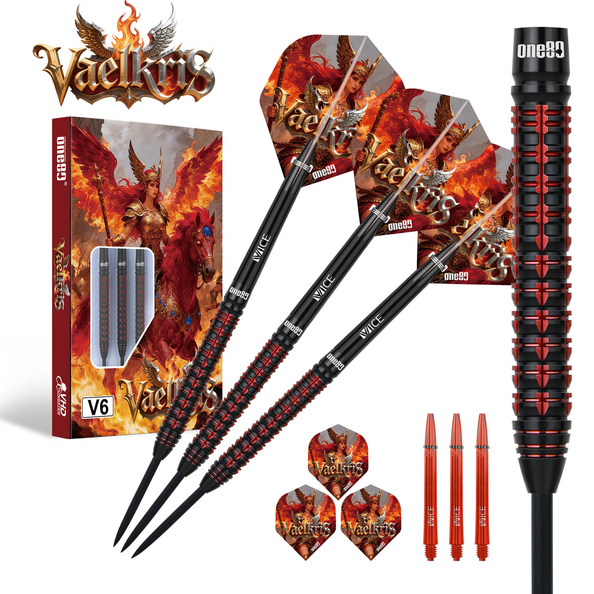One80 Vaelkris Darts - Steel Tip - 90% Tungsten - V06