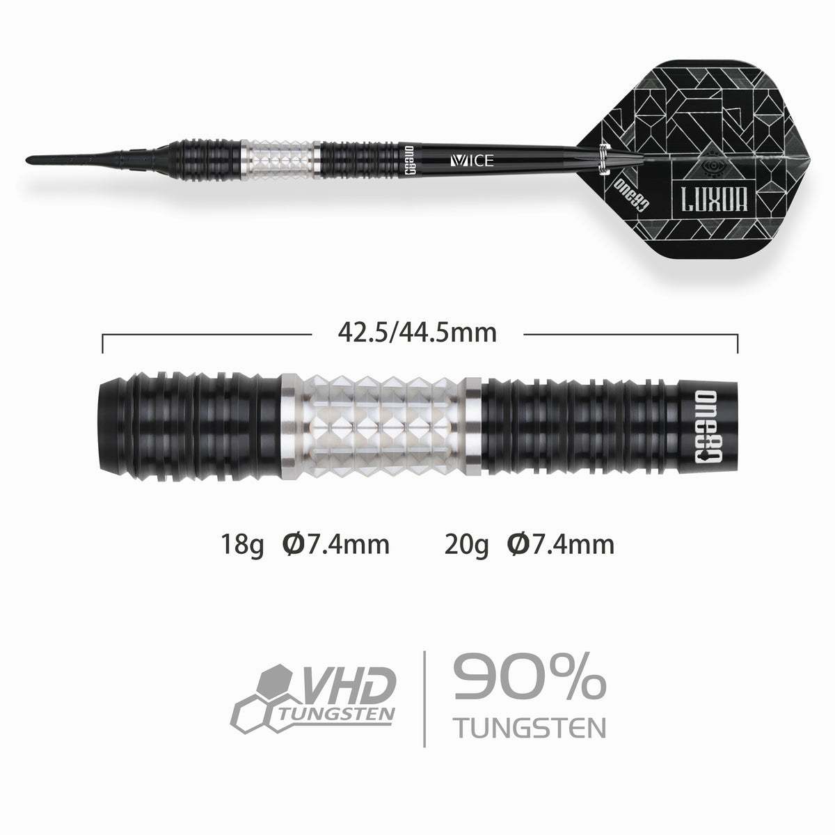 One80 Luxor II Darts - Soft Tip -90% Tungsten - Eta
