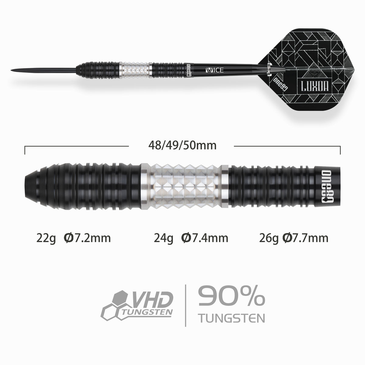 One80 Luxor II Darts - Steel Tip -90% Tungsten - Eta