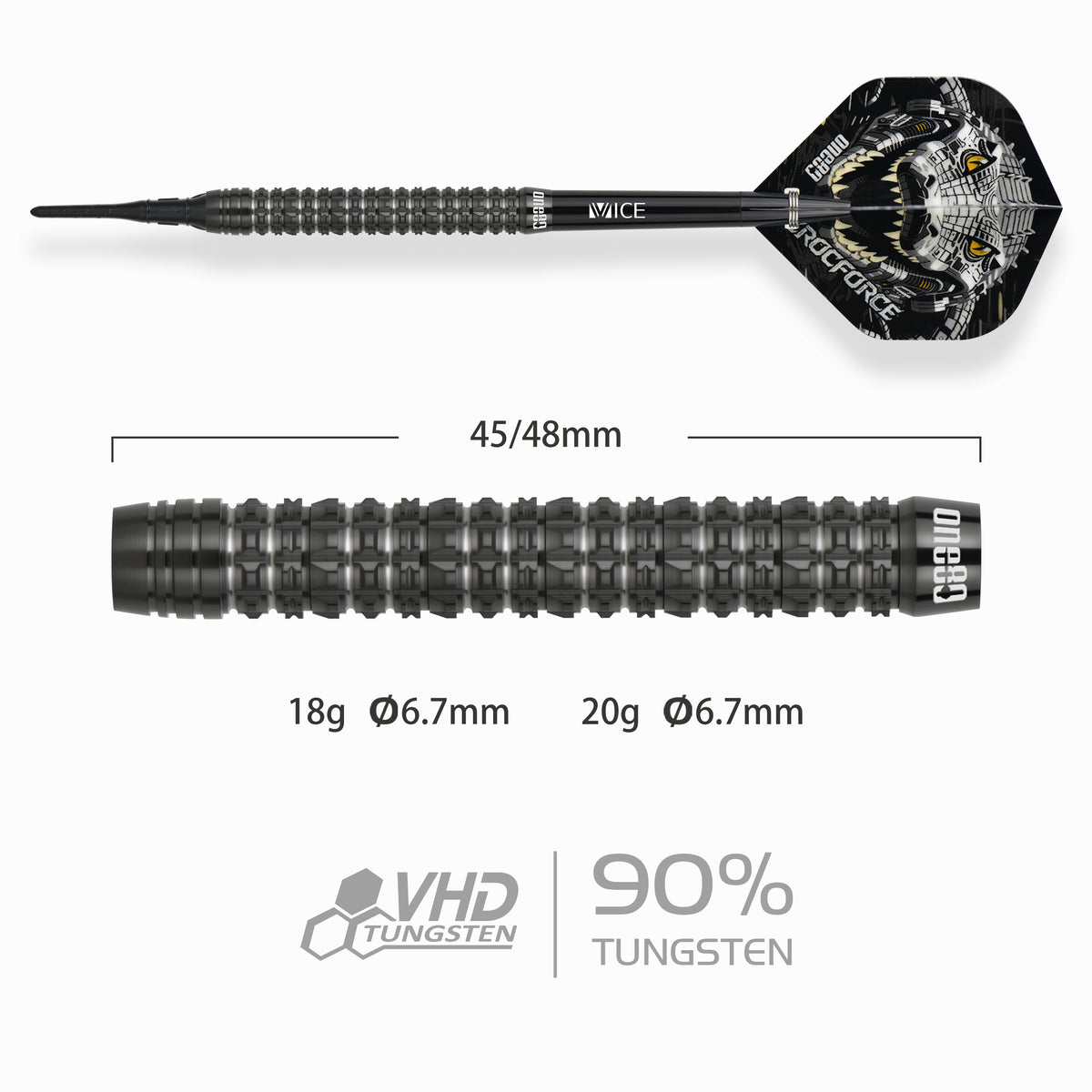 One80 Crocforce Darts - Soft Tip - 90% Tungsten - CF1