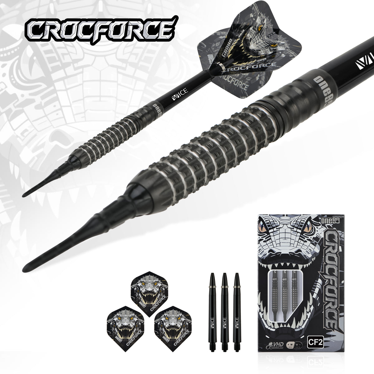 One80 Crocforce Darts - Soft Tip - 90% Tungsten - CF2