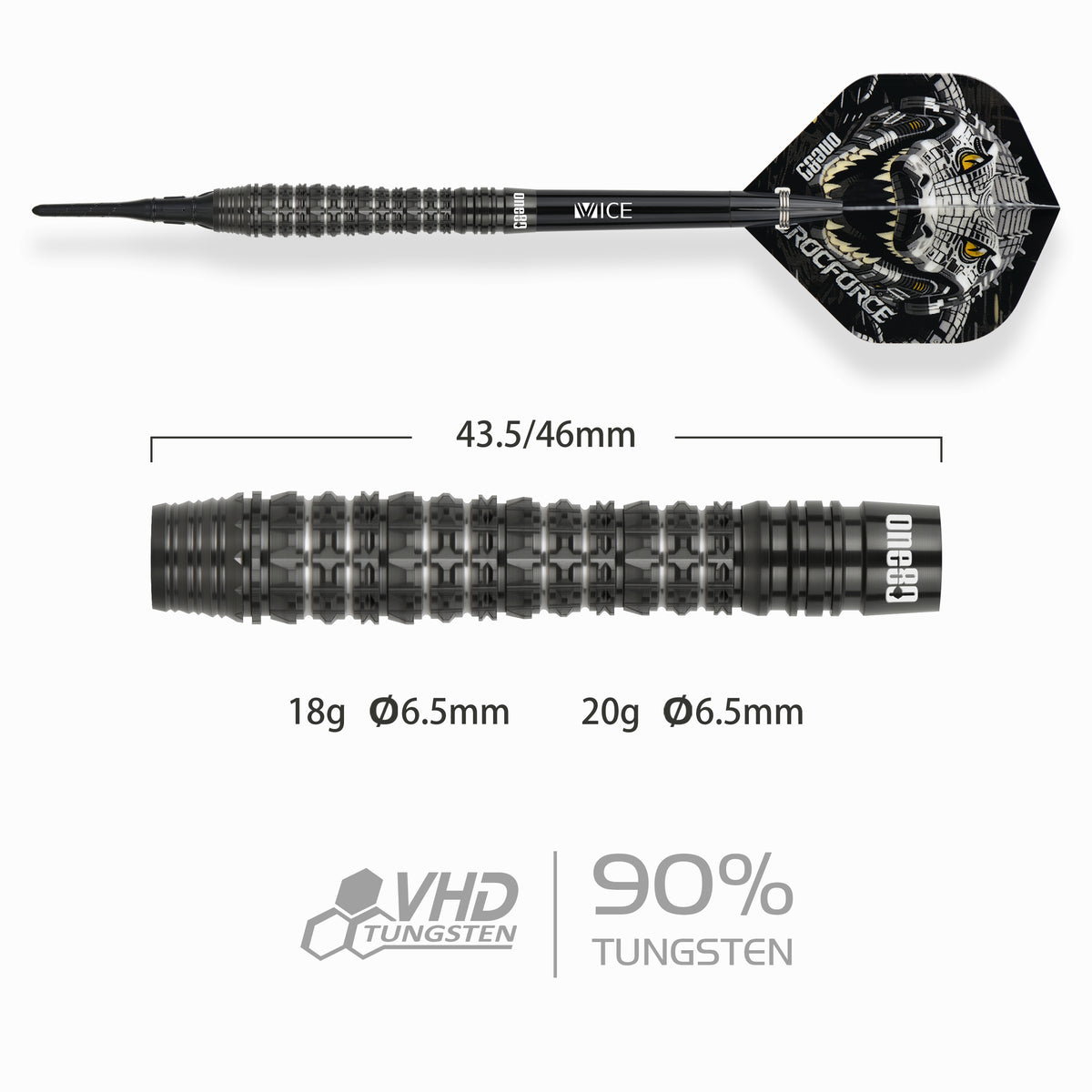 One80 Crocforce Darts - Soft Tip - 90% Tungsten - CF3