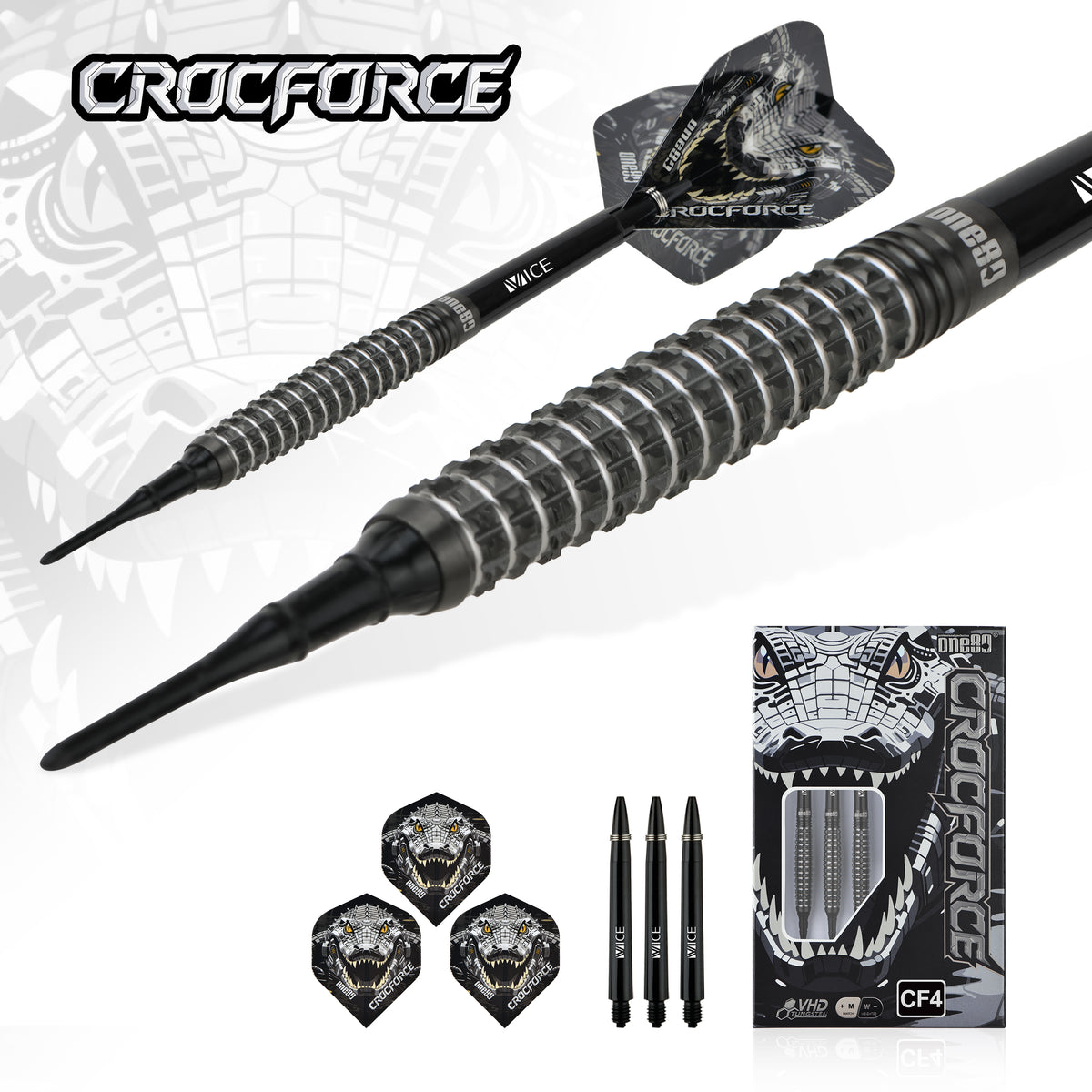 One80 Crocforce Darts - Soft Tip - 90% Tungsten - CF4