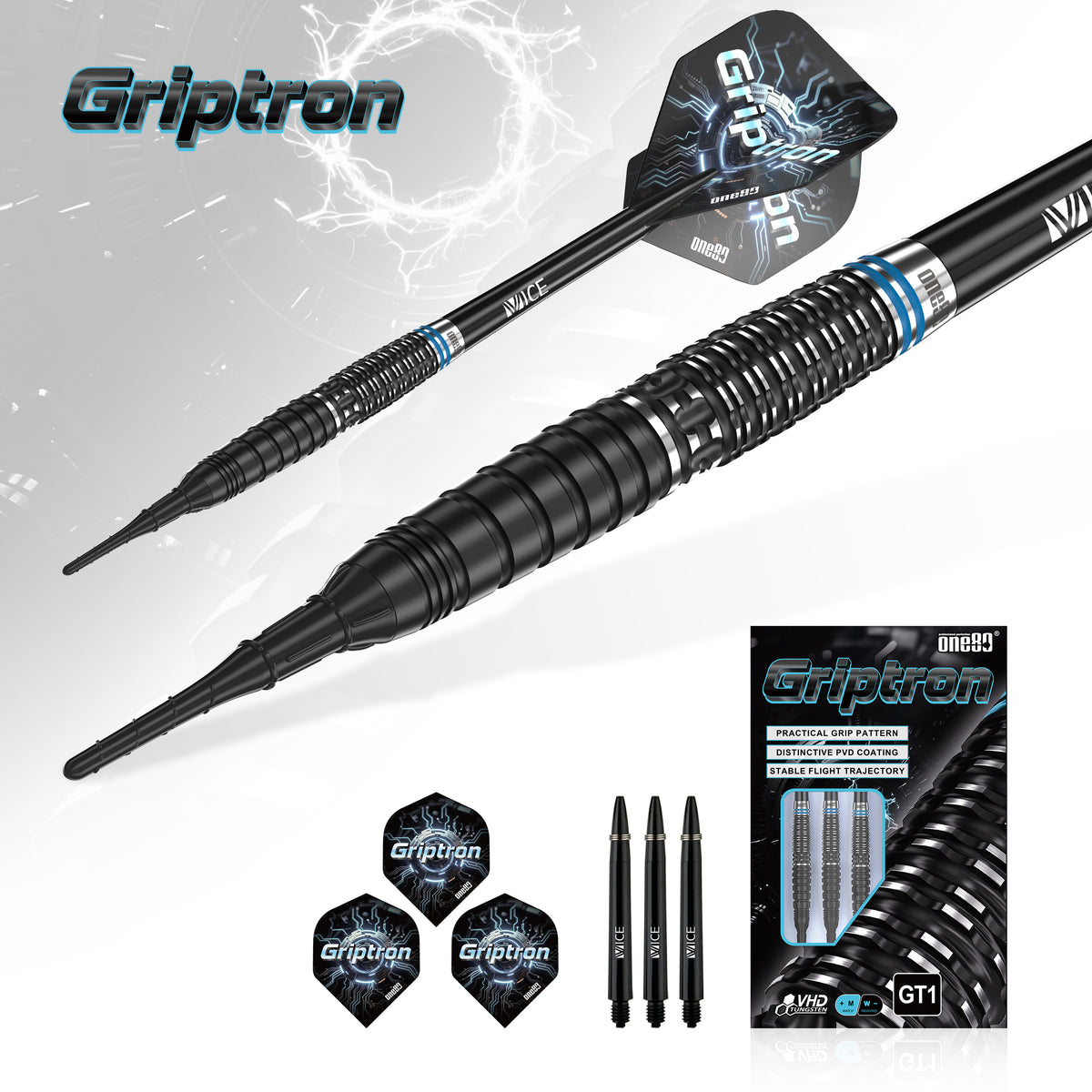 One80 Griptron Darts - Soft Tip - 90% Tungsten - GT1