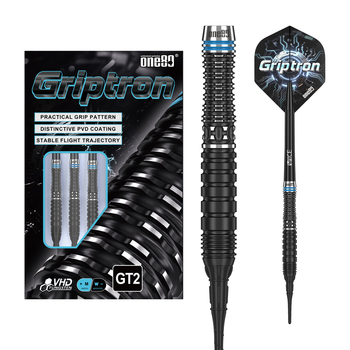 One80 Griptron Darts - Soft Tip - 90% Tungsten - GT2
