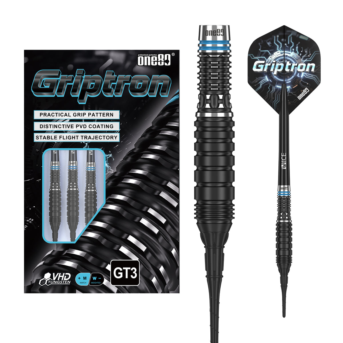 One80 Griptron Darts - Soft Tip - 90% Tungsten - GT3