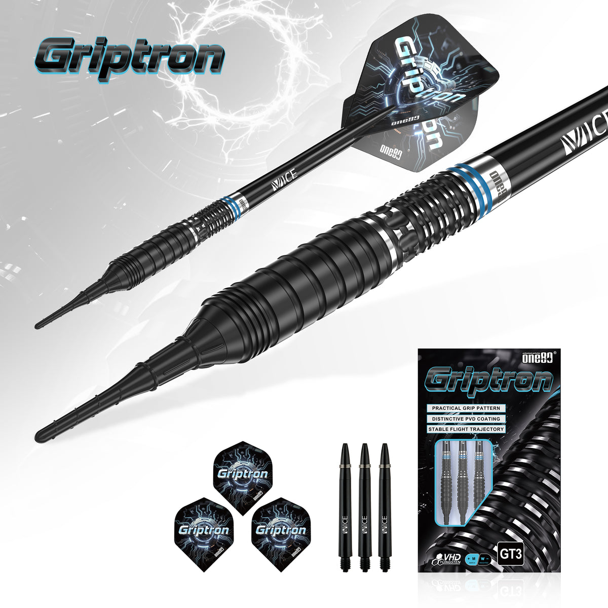 One80 Griptron Darts - Soft Tip - 90% Tungsten - GT3