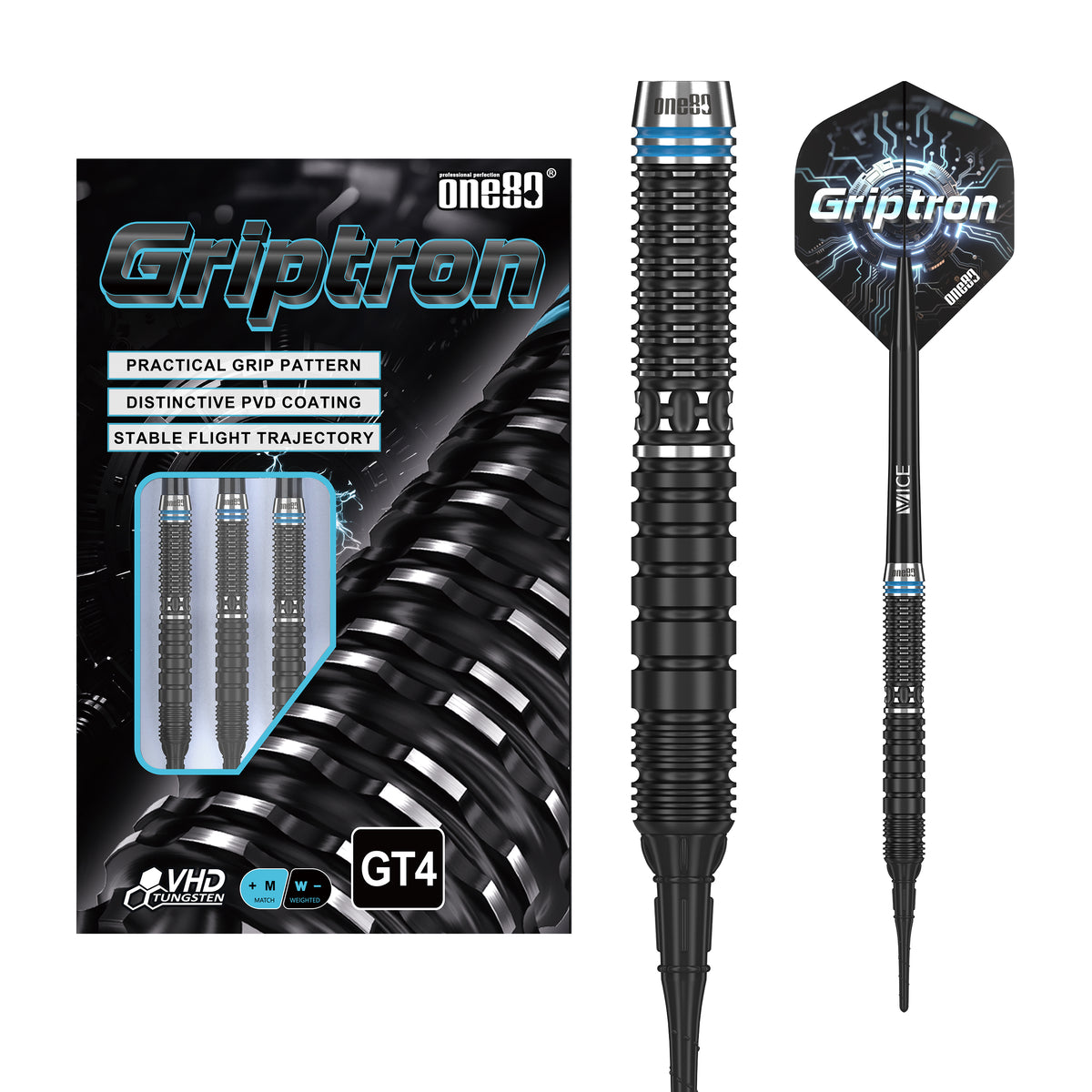 One80 Griptron Darts - Soft Tip - 90% Tungsten - GT4