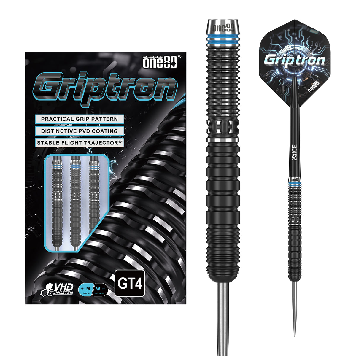 One80 Griptron Darts - Steel Tip - 90% Tungsten - GT4