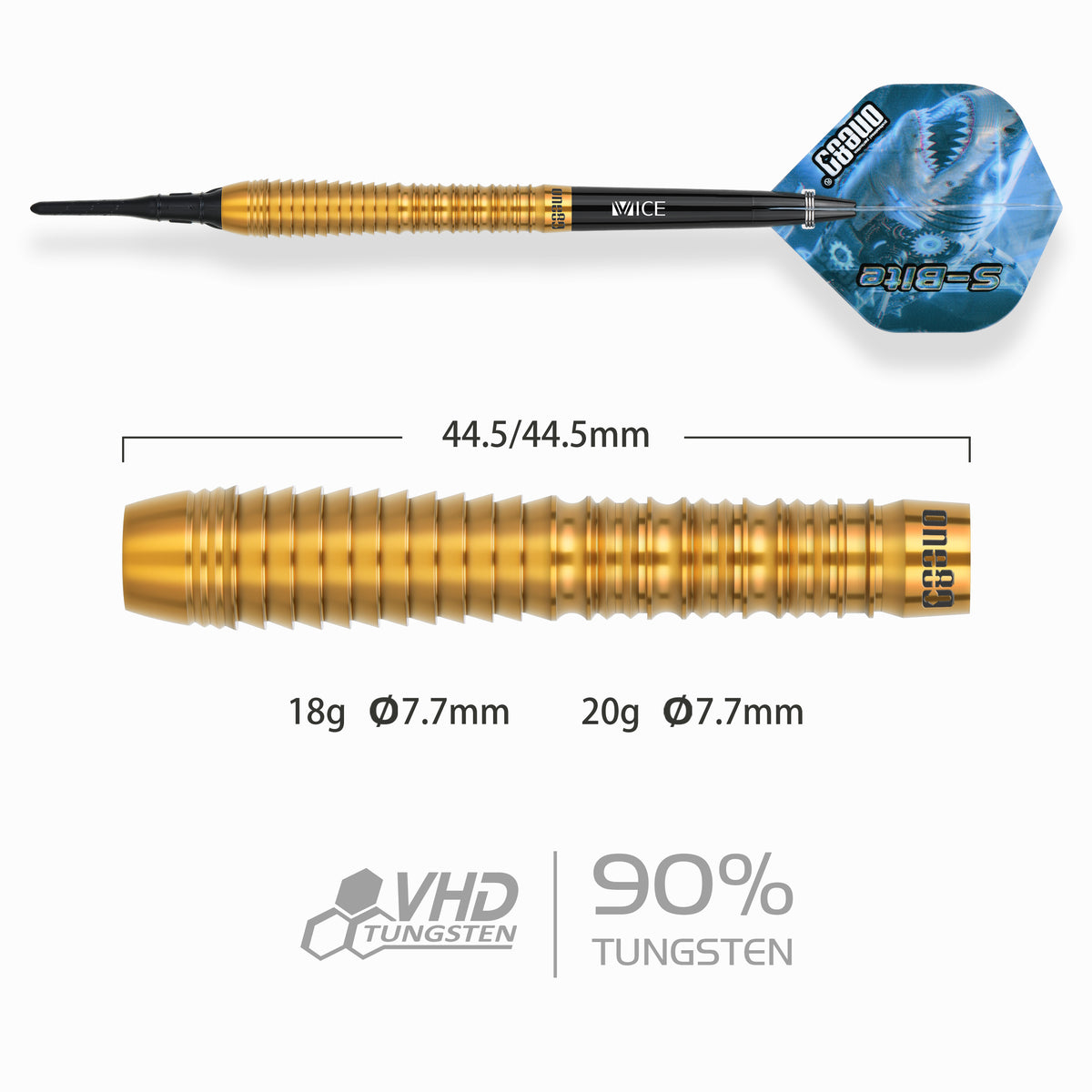 One80 S-Bite Darts - Soft Tip - 90% Tungsten - S-B1