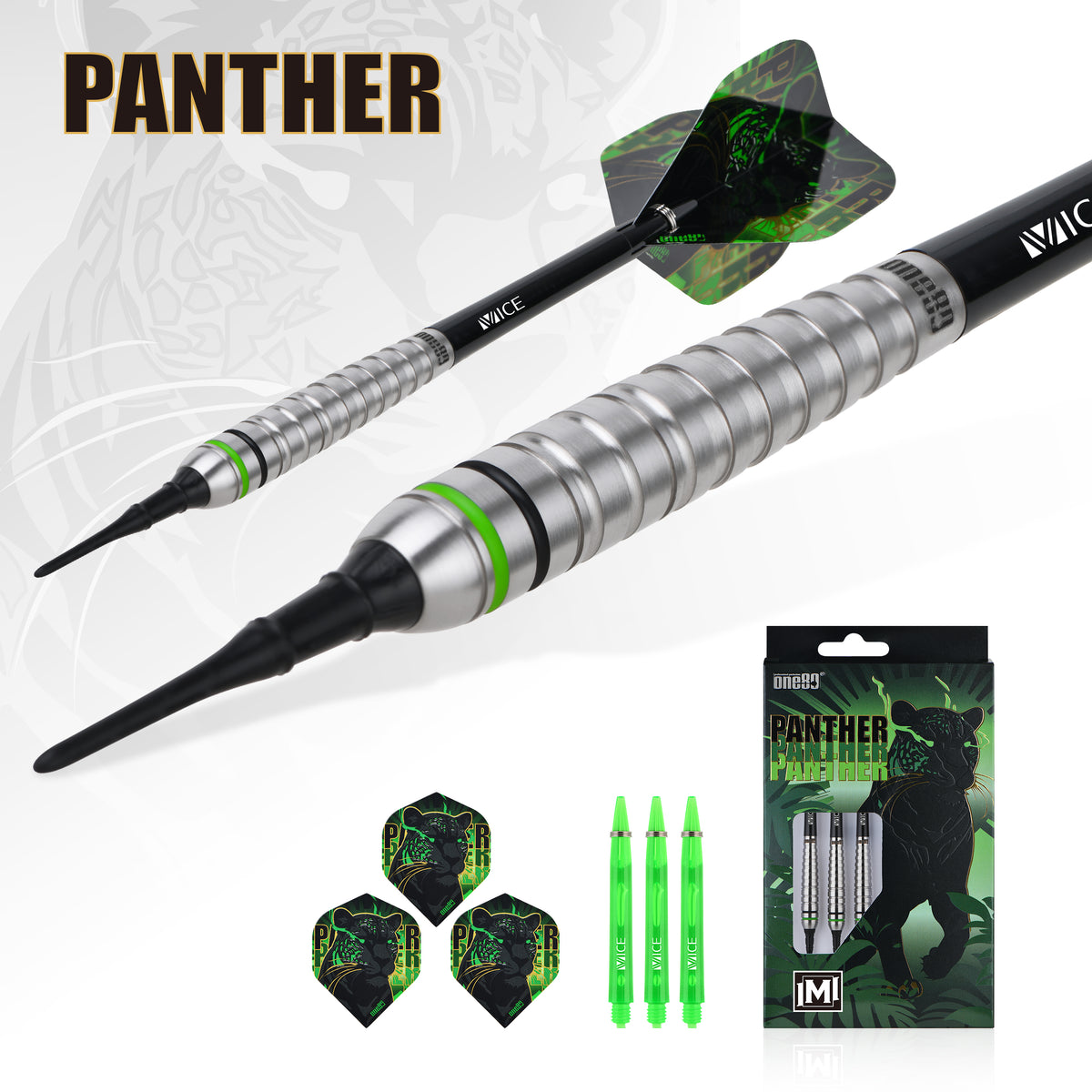 One80 Panther-M Darts - Soft Tip - 90% Tungsten