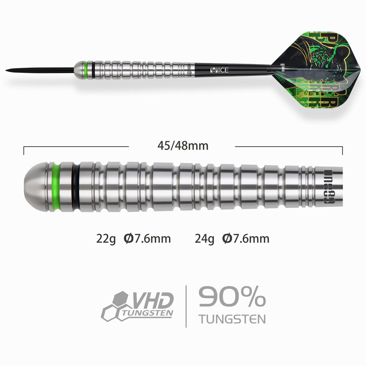 One80 Panther-C Darts - Steel Tip - 90% Tungsten