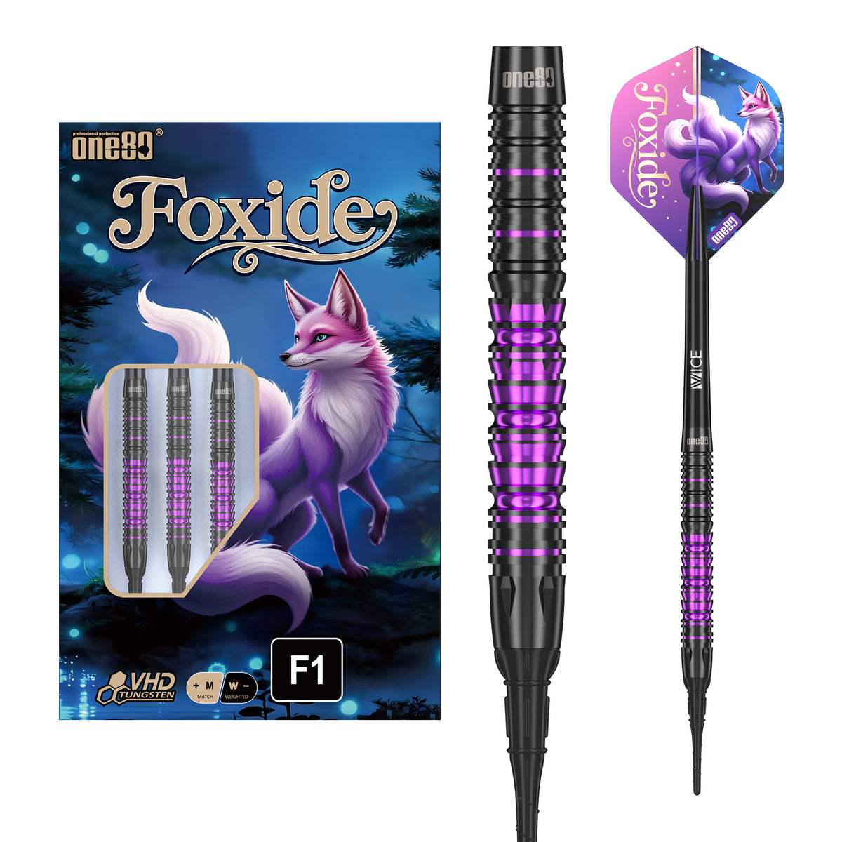One80 Foxide Darts - Soft Tip - 90% Tungsten - F1