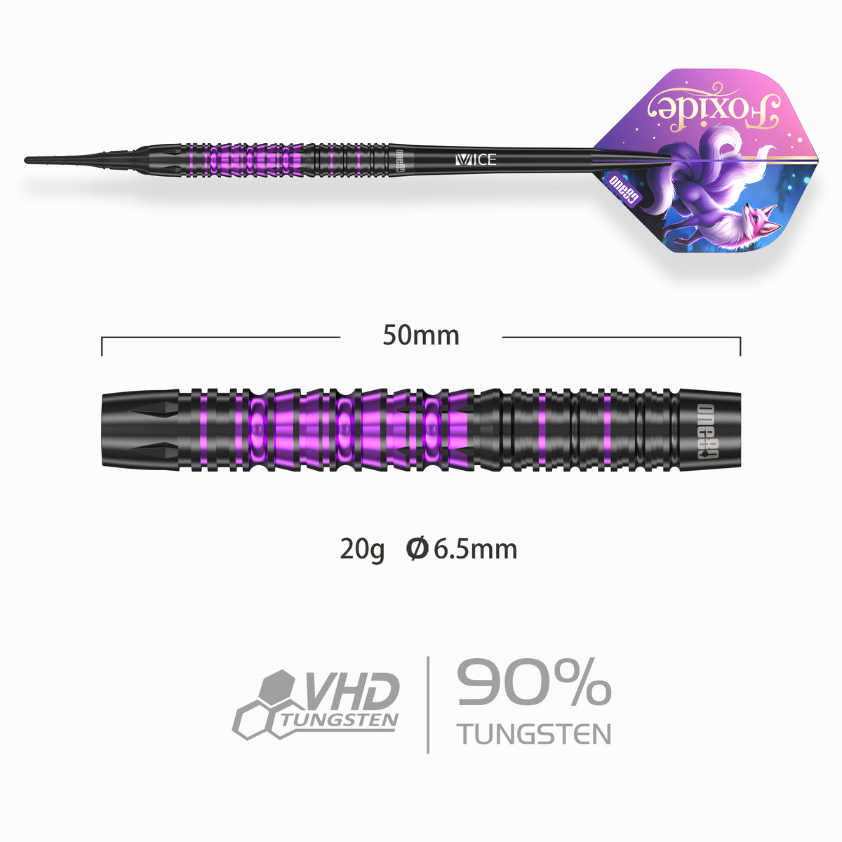One80 Foxide Darts - Soft Tip - 90% Tungsten - F1