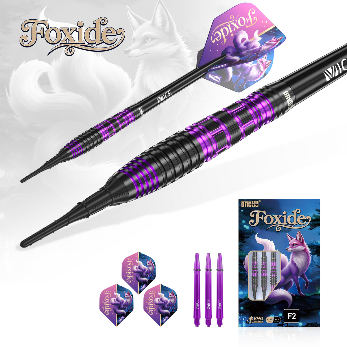 One80 Foxide Darts - Soft Tip - 90% Tungsten - F2