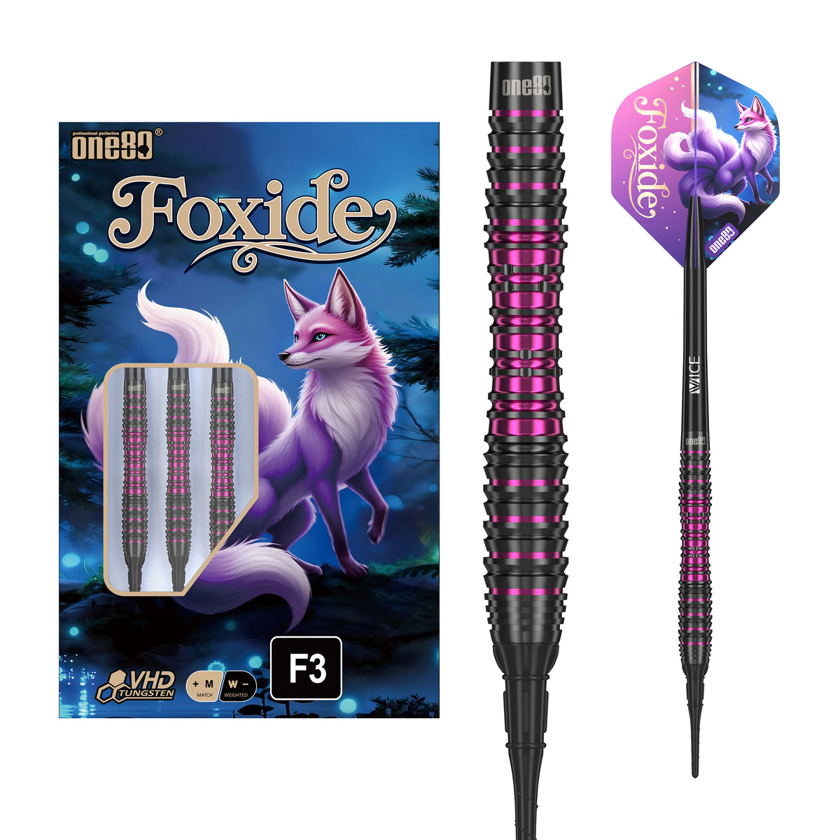 One80 Foxide Darts - Soft Tip - 90% Tungsten - F3