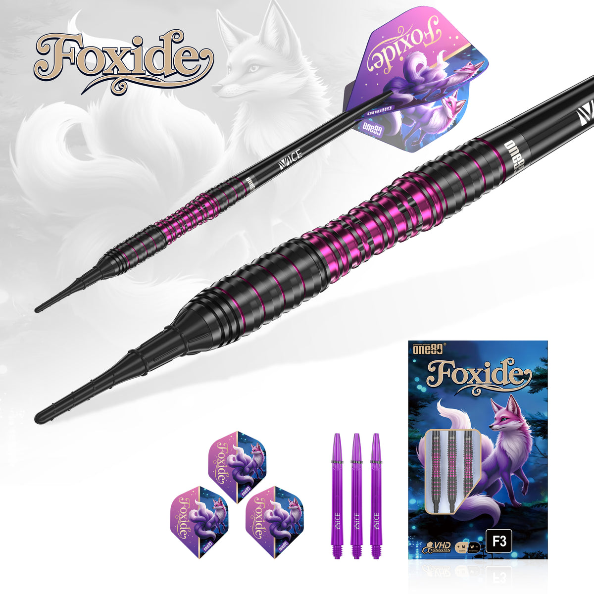 One80 Foxide Darts - Soft Tip - 90% Tungsten - F3