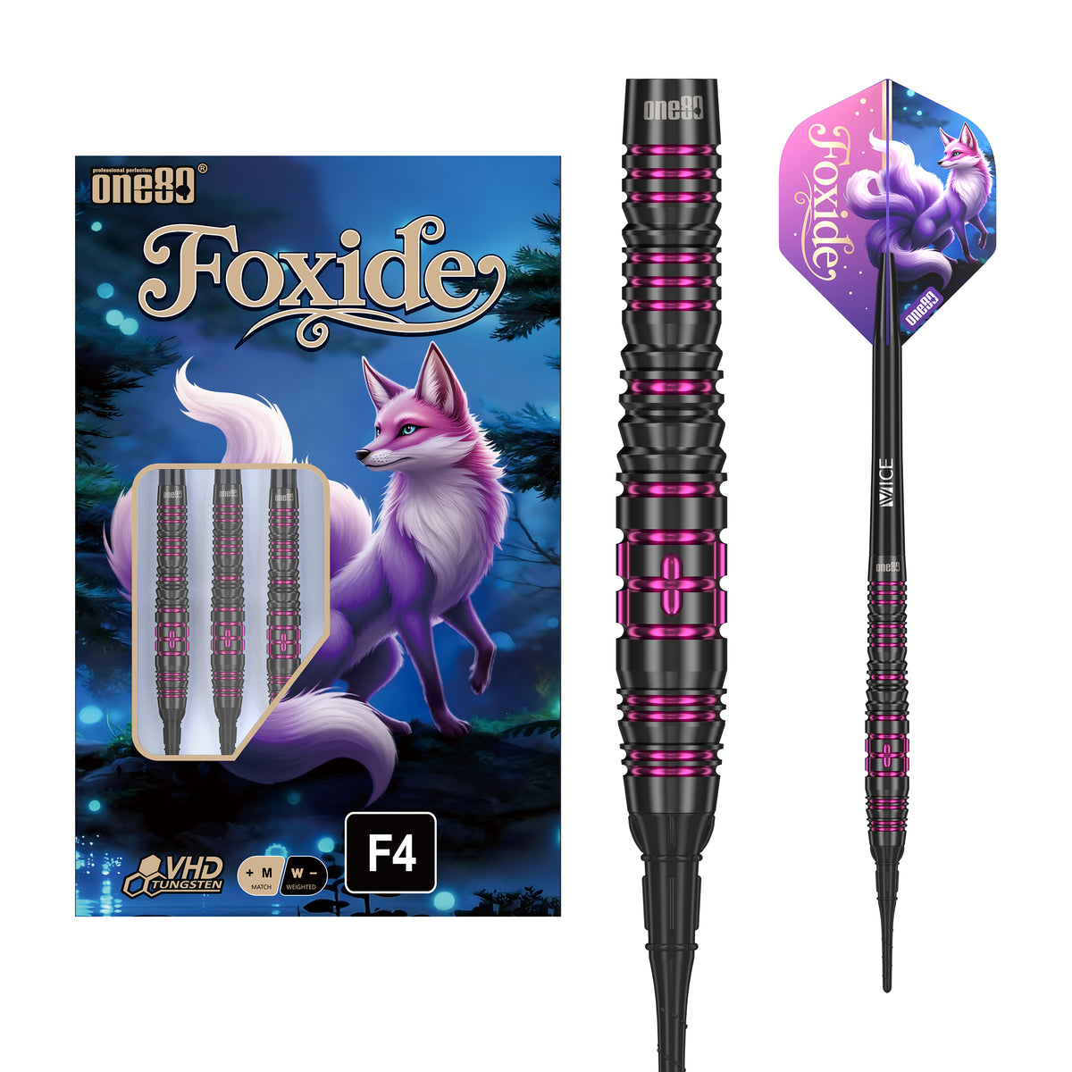 One80 Foxide Darts - Soft Tip - 90% Tungsten - F4