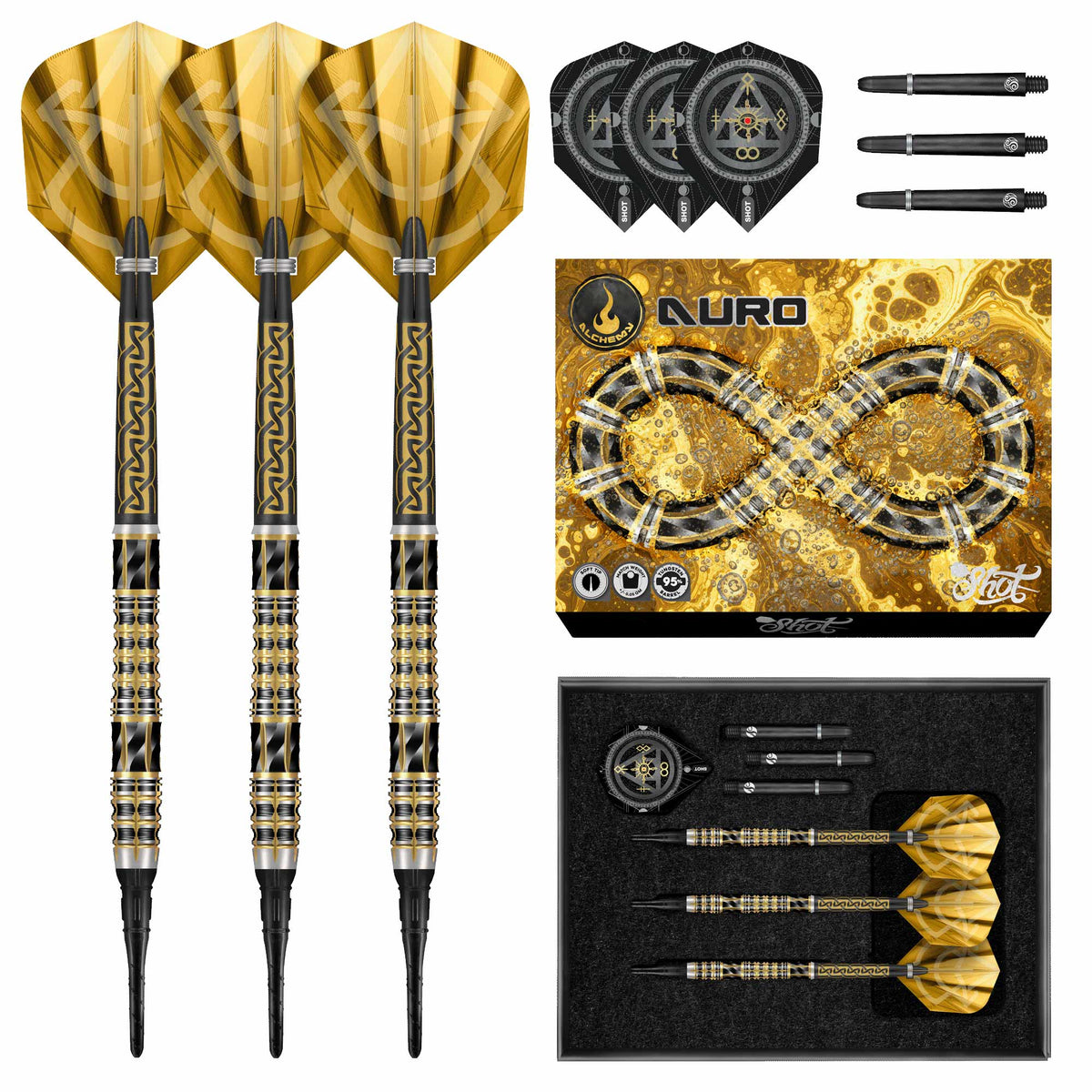 Shot Alchemy Darts - Soft Tip - 95% Tungsten - Auro