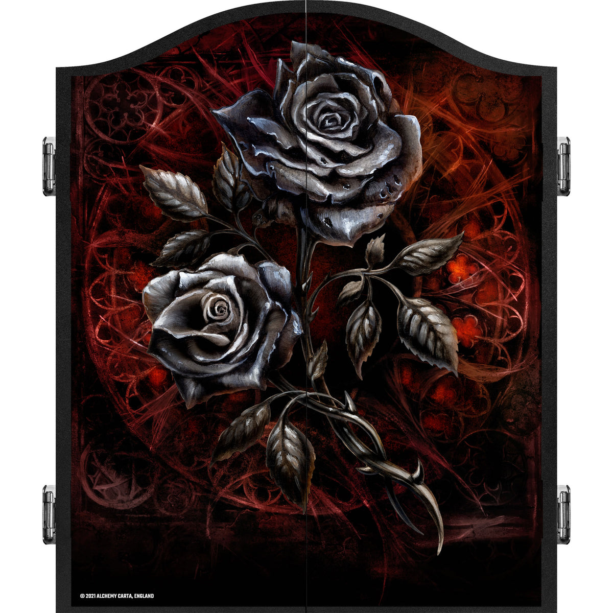 Alchemy Dartboard Cabinet - Official Licensed - Professional Design - Black - Dies Irae