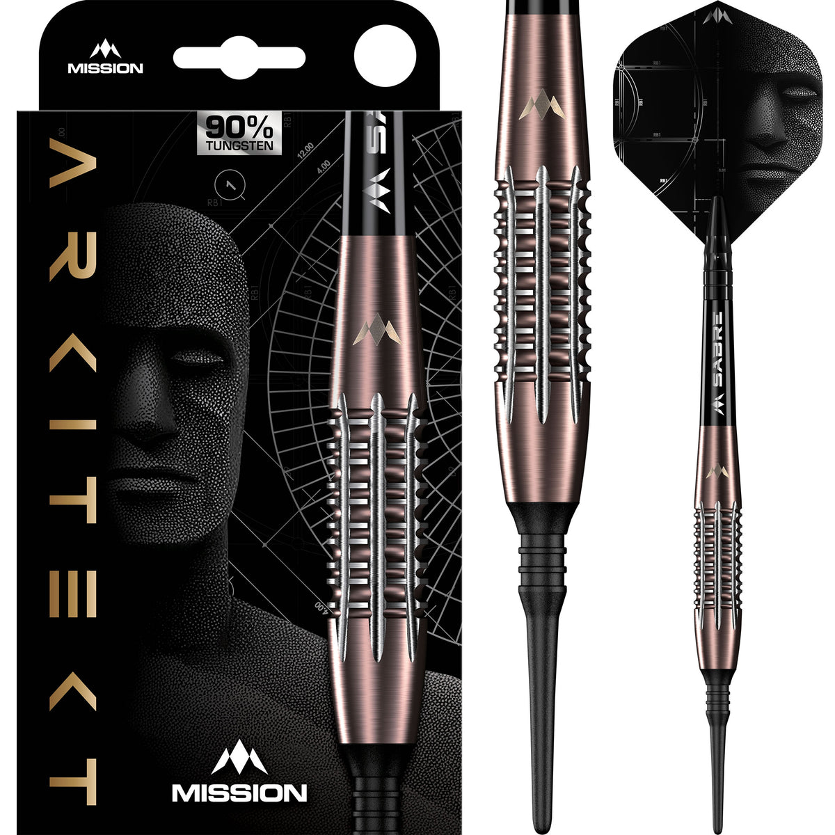 Mission Arkitekt Darts - Soft Tip - 90% Tungsten - Bronze Silica PVD - 19g