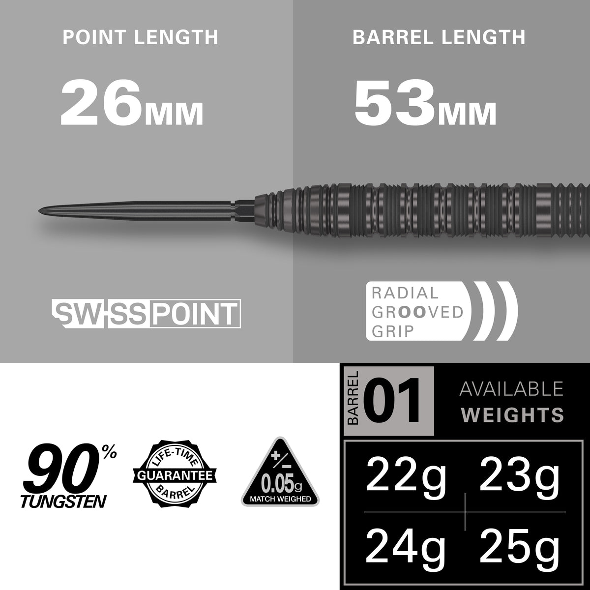 Target Bolide Void Darts - Steel Tip - 90% Tungsten - 01