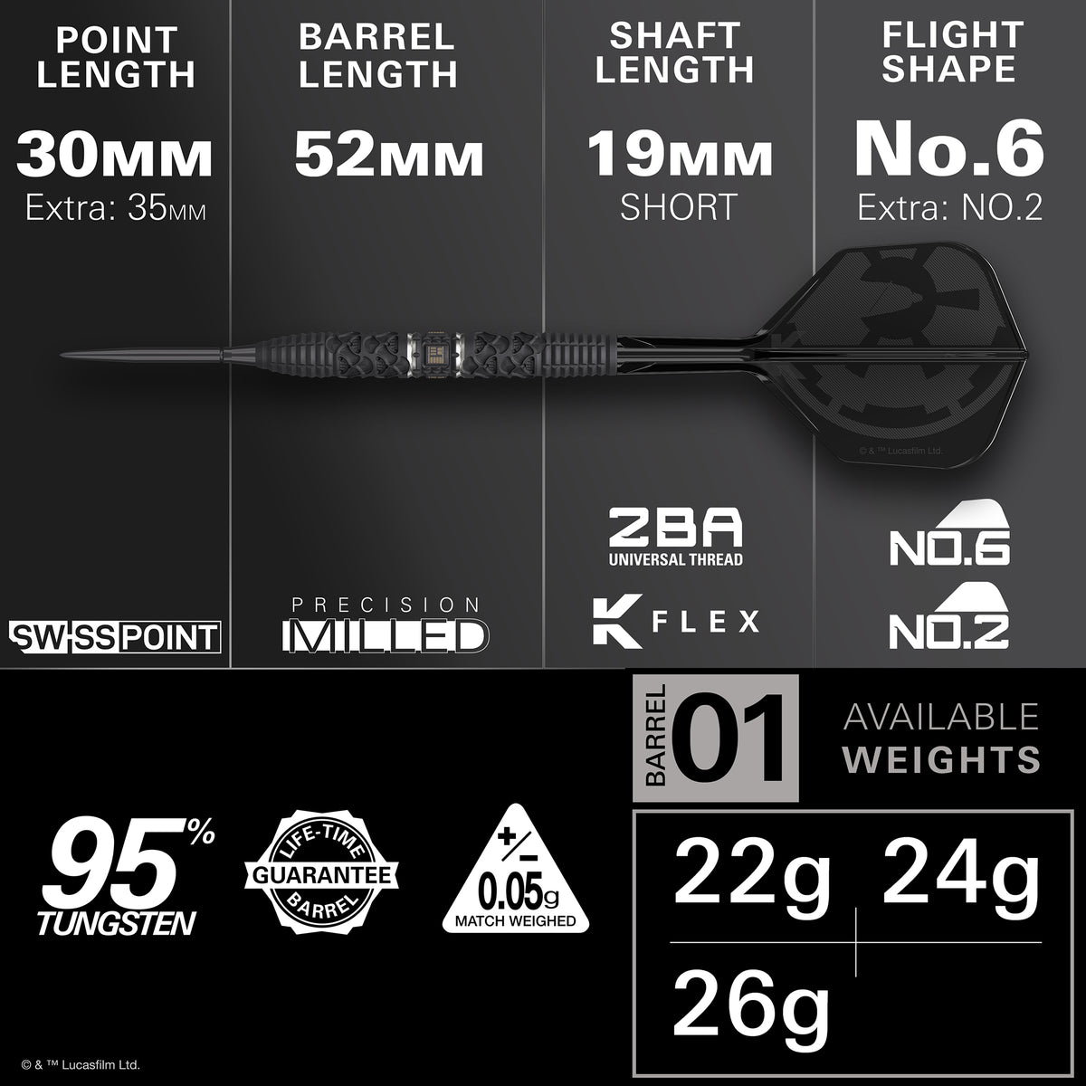 Target Star Wars Darts - Steel Tip - 95% Tungsten - Darth Vader