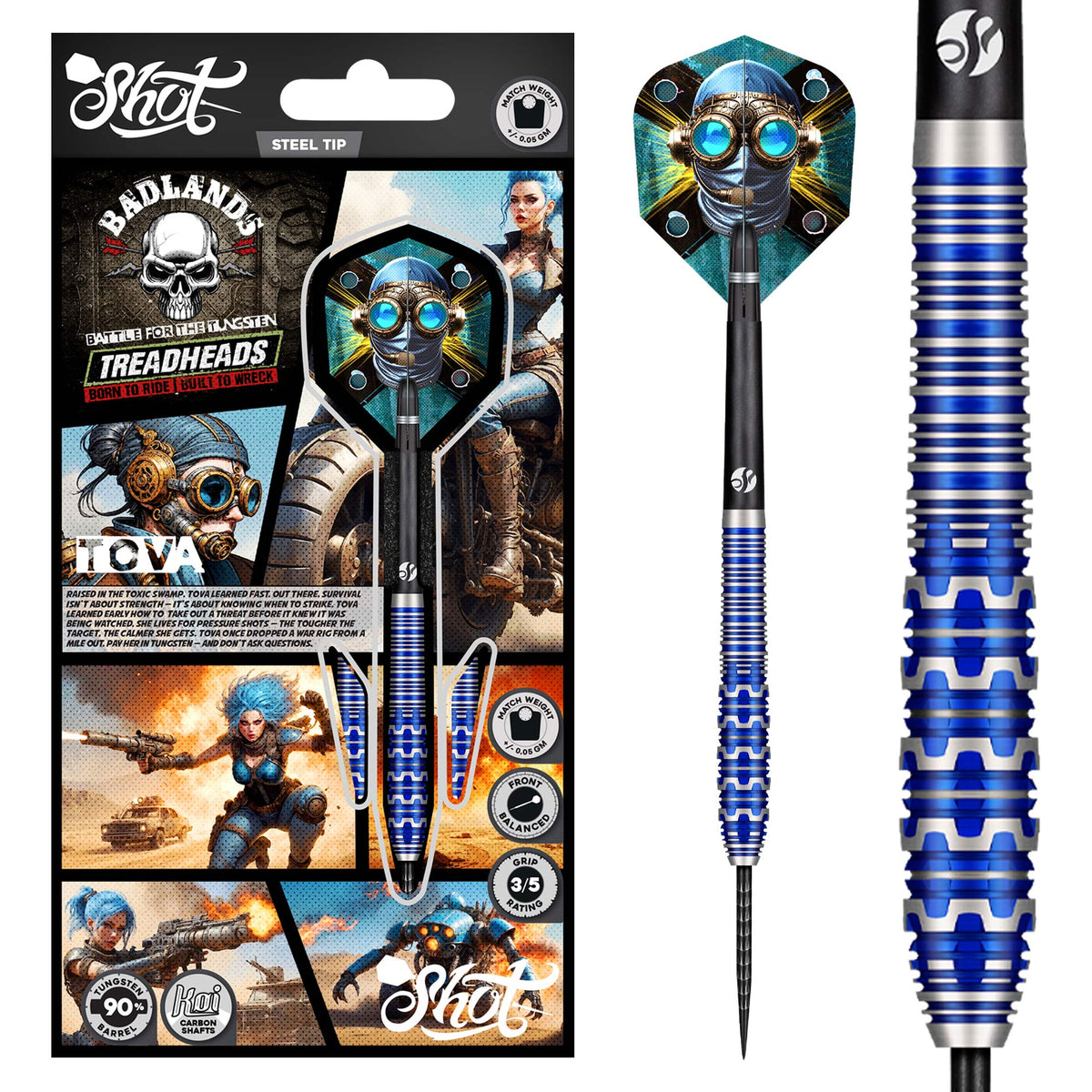 Shot Badlands Darts - Steel Tip - 90% Tungsten - Tova
