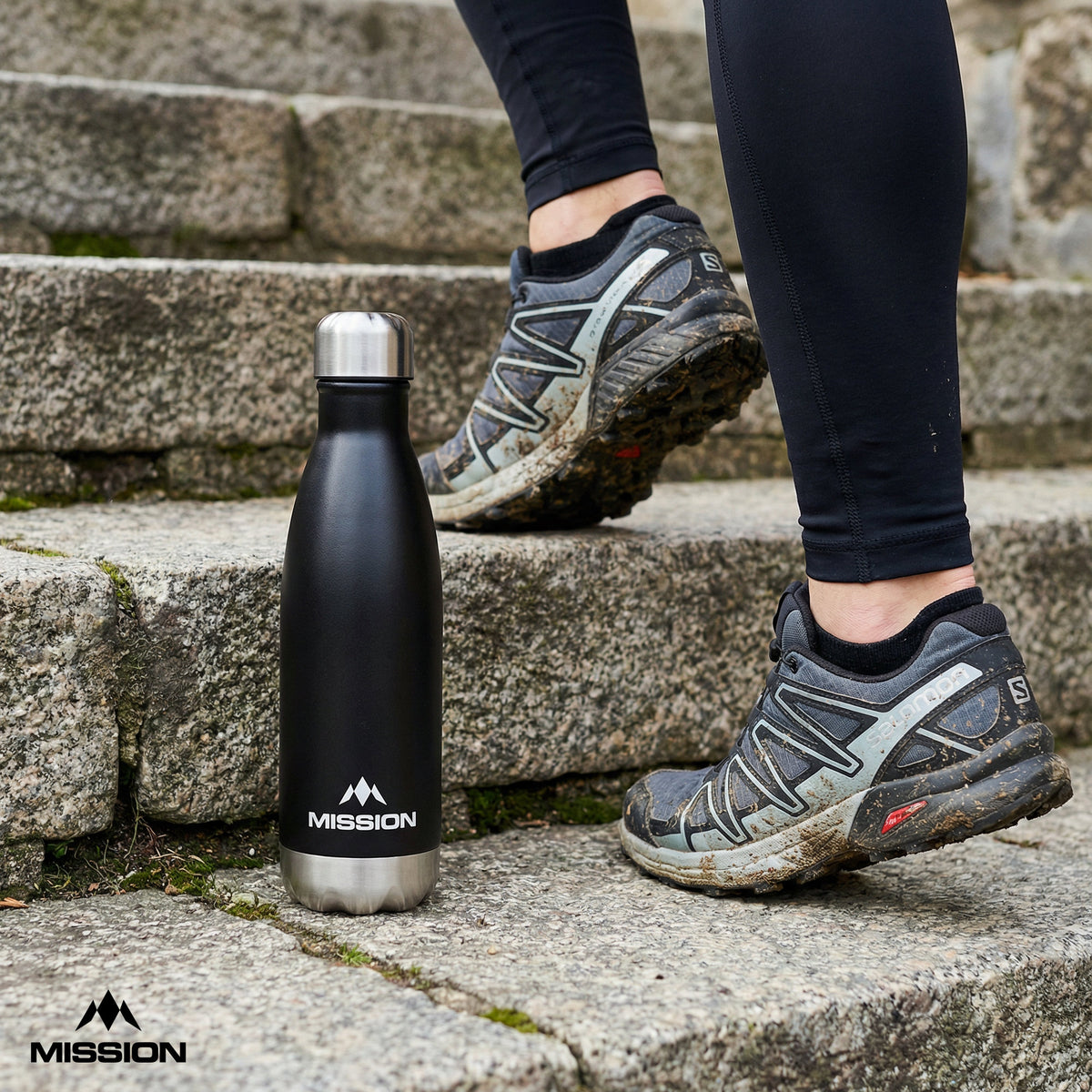 Mission Water Bottle - Stainless Steel - 500ml - Black