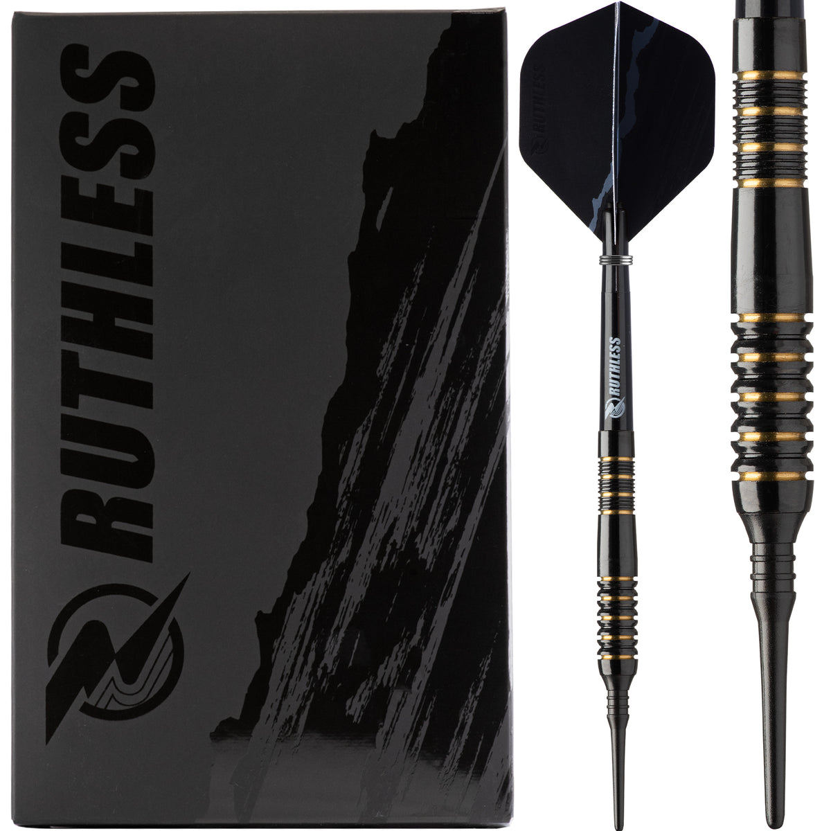 *Ruthless Black Wolf Darts - Soft Tip Tungsten - BW 16.0g - Gold Ring - 18g