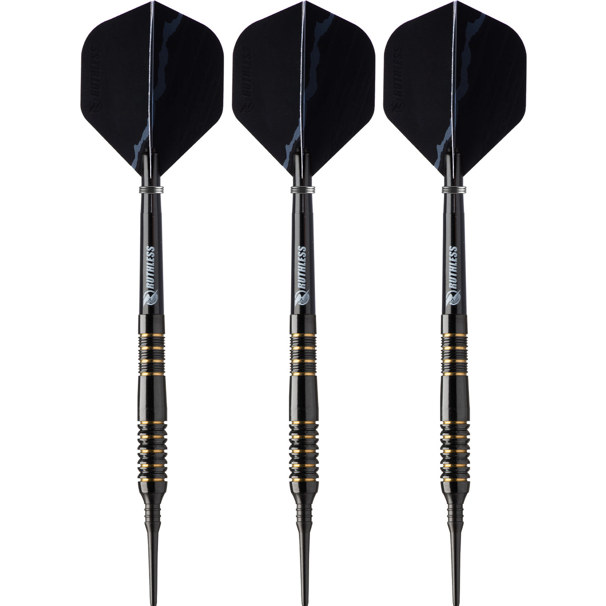 *Ruthless Black Wolf Darts - Soft Tip Tungsten - BW 16.0g - Gold Ring - 18g