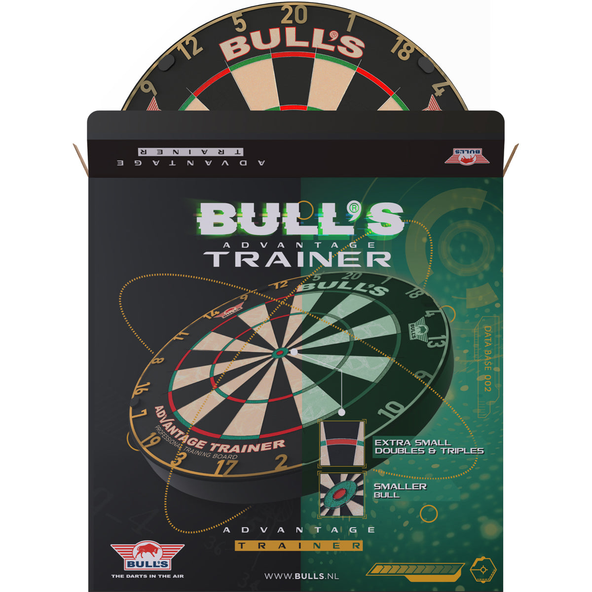 Bulls Advantage Trainer Dartboard - Thinner Doubles & Trebles - Gold