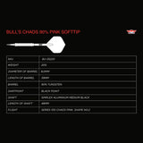 Bulls Chaos Darts - Soft Tip - 90% Tungsten - Pink